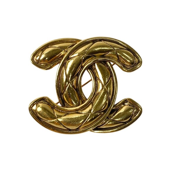 CHANEL Gold Logo Brooch - Picture 1 of 6